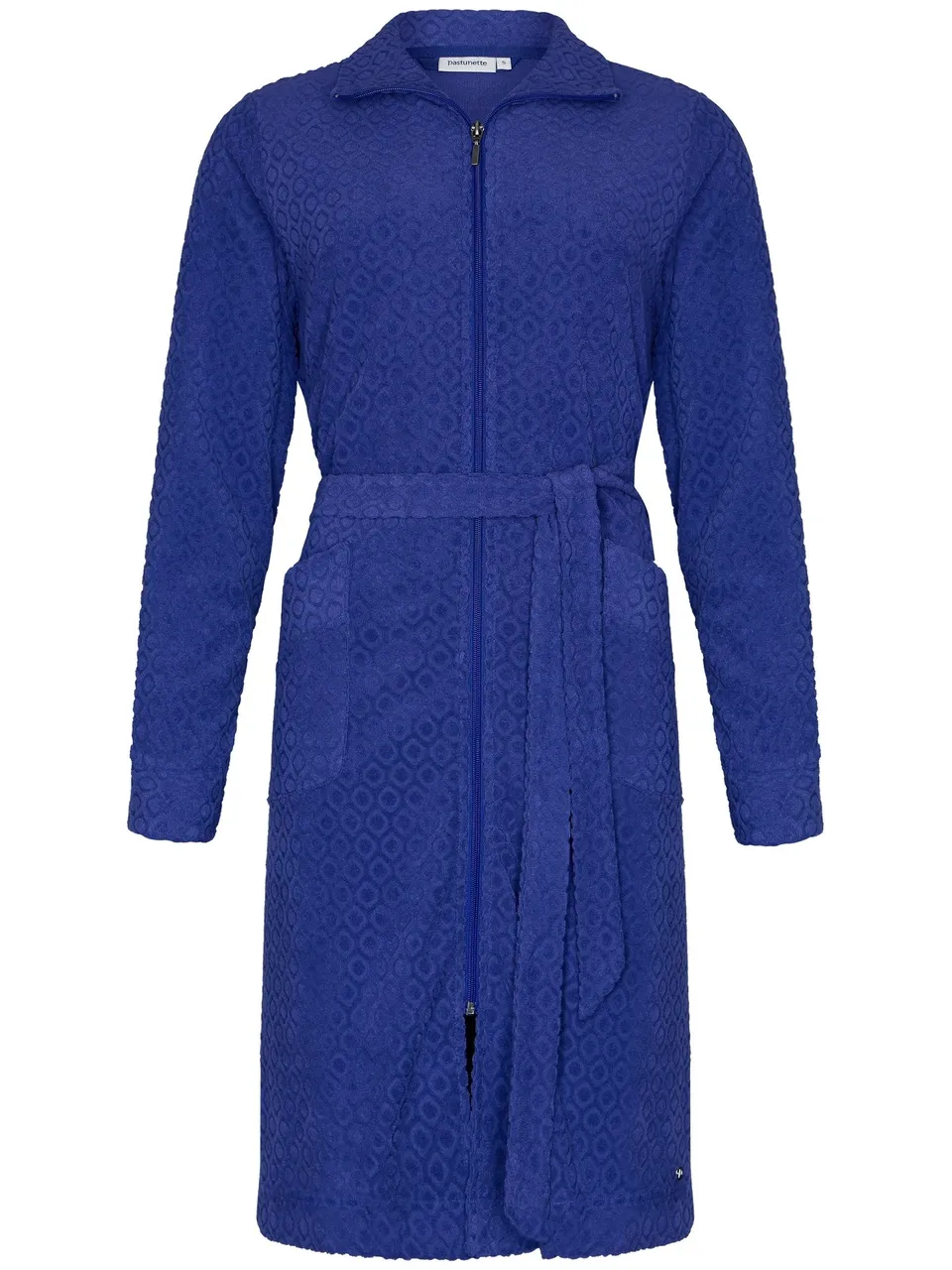 pastunette-blue-breeze-bademantel-blau-karo-frottee-reissverschluss image 1