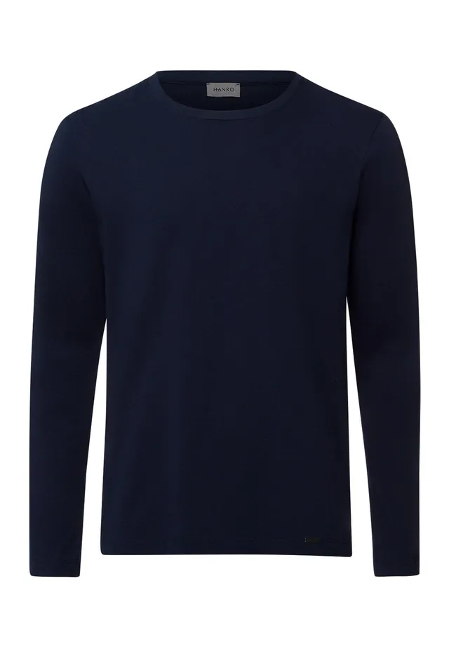 hanro-living-shirts-langarmshirt-deep-navy-baumwolle-herren image 1