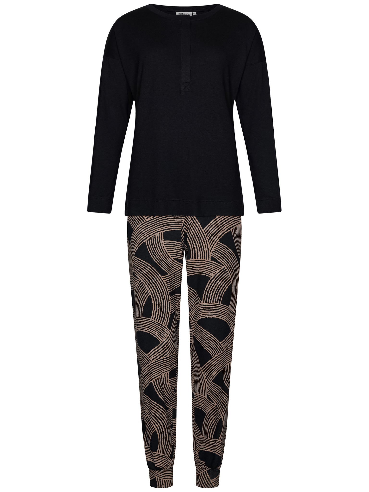 pastunette-premium-balance-pyjama-schwarz-mit-print image 1