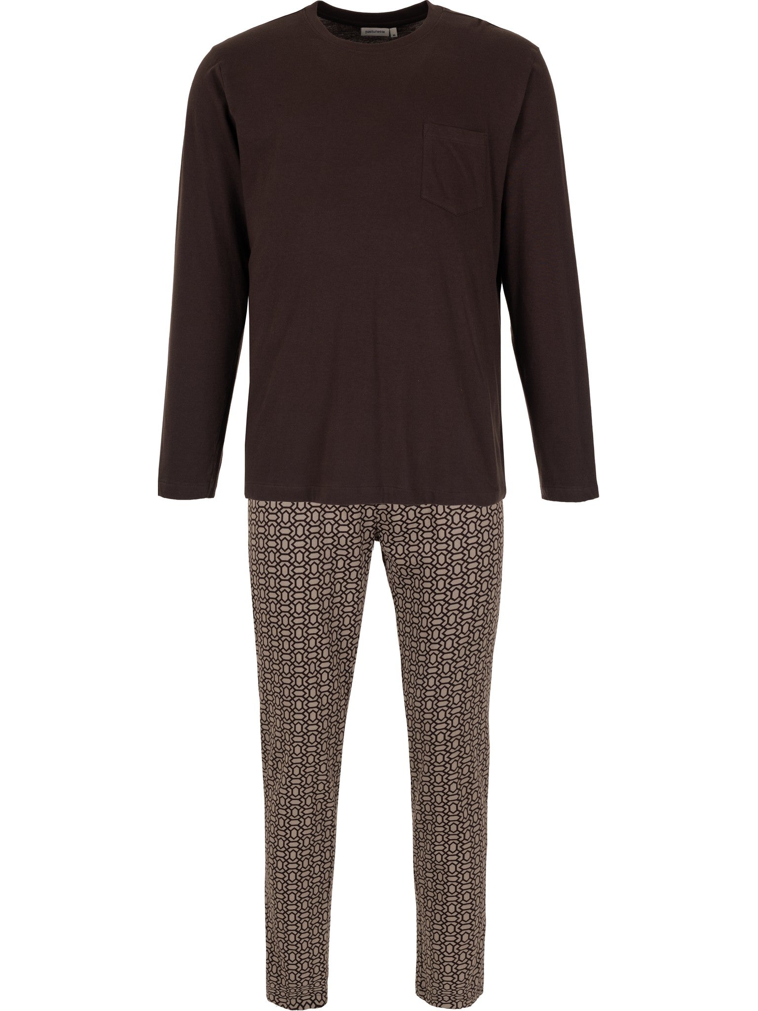 pastunette-urban-essence-herren-pyjama-braun-baumwolle image 2