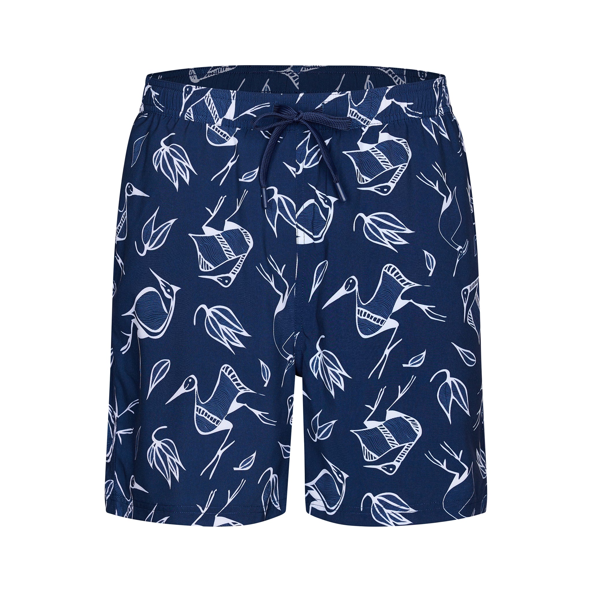 pastunette-beach-crane-birds-badeshorts-blau-recycelt image 1