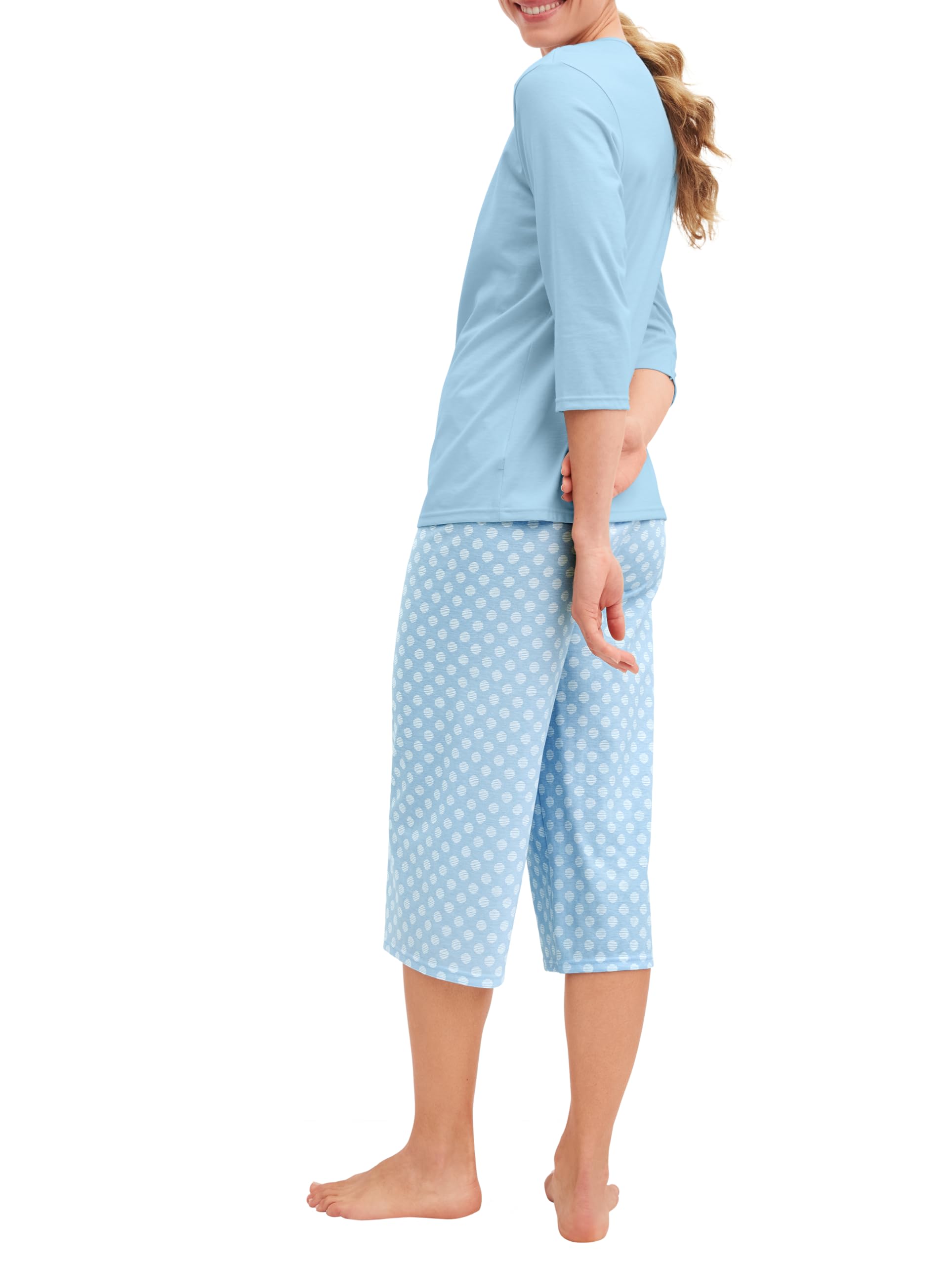 calida-lovely-nights-3-4-pyjama-damen-hydrangea-blue-baumwolle image 4