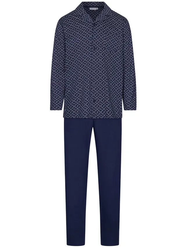 pastunette-linear-pyjama-dunkelblau-bio-baumwolle image 1