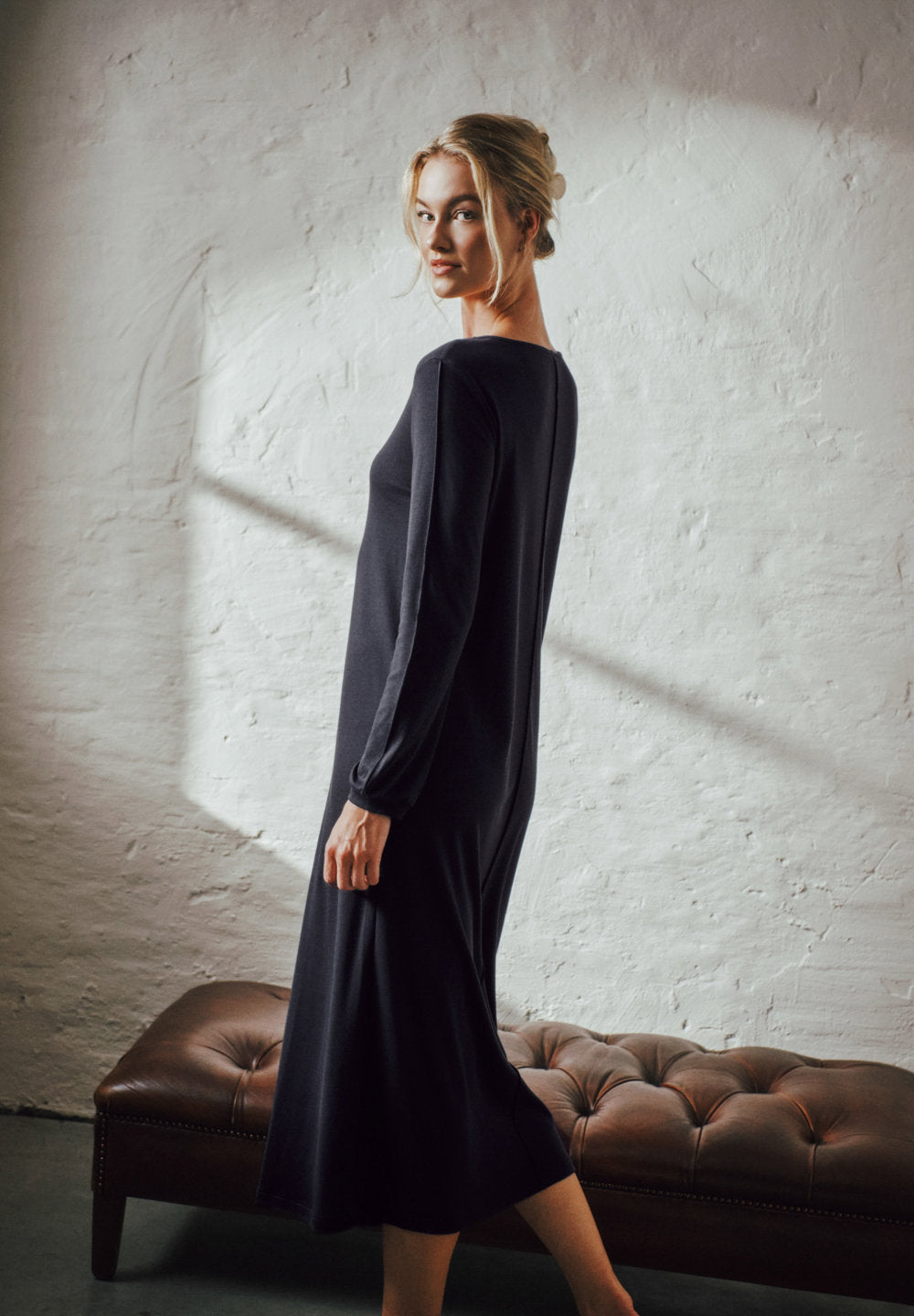 hanro-franca-l-slv-nightdress-130cm-nachthemd-phantom image 1