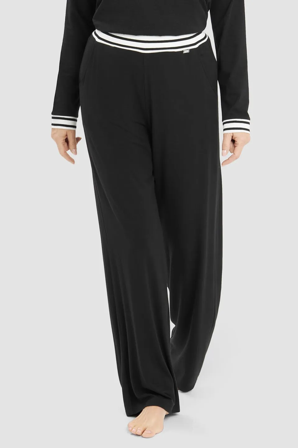 r-sch-be-happy-pyjamahose-lang-ringelbund-schwarz-jersey image 1