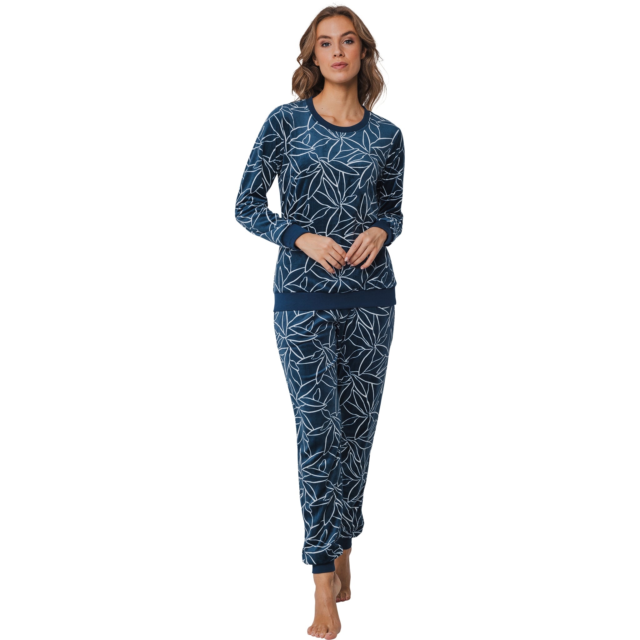 pastunette-premium-art-deco-pyjama-blau-fleece-warm image 3
