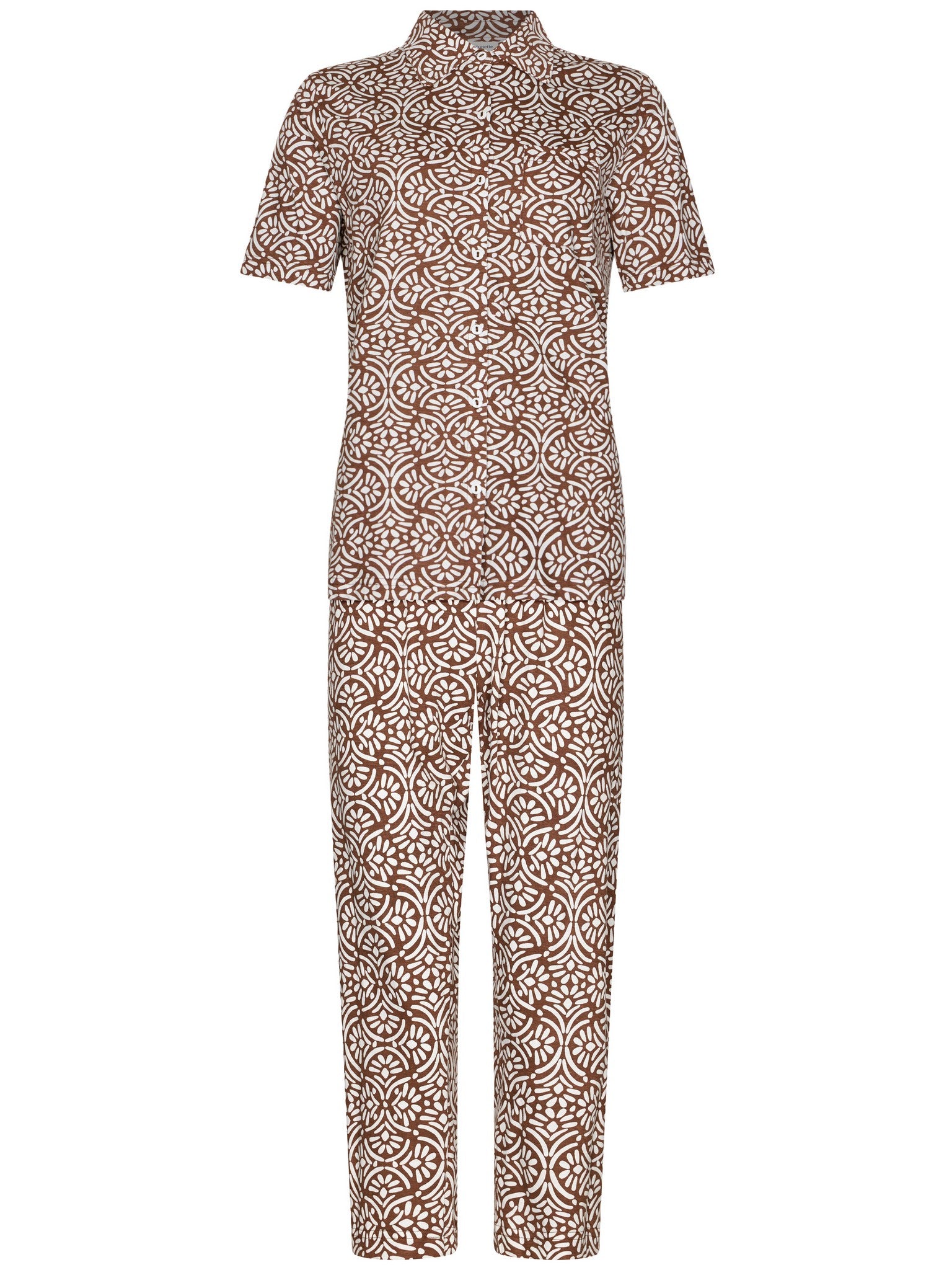 pastunette-terra-luna-pyjama-braun-wei-durchknopf-bio image 1