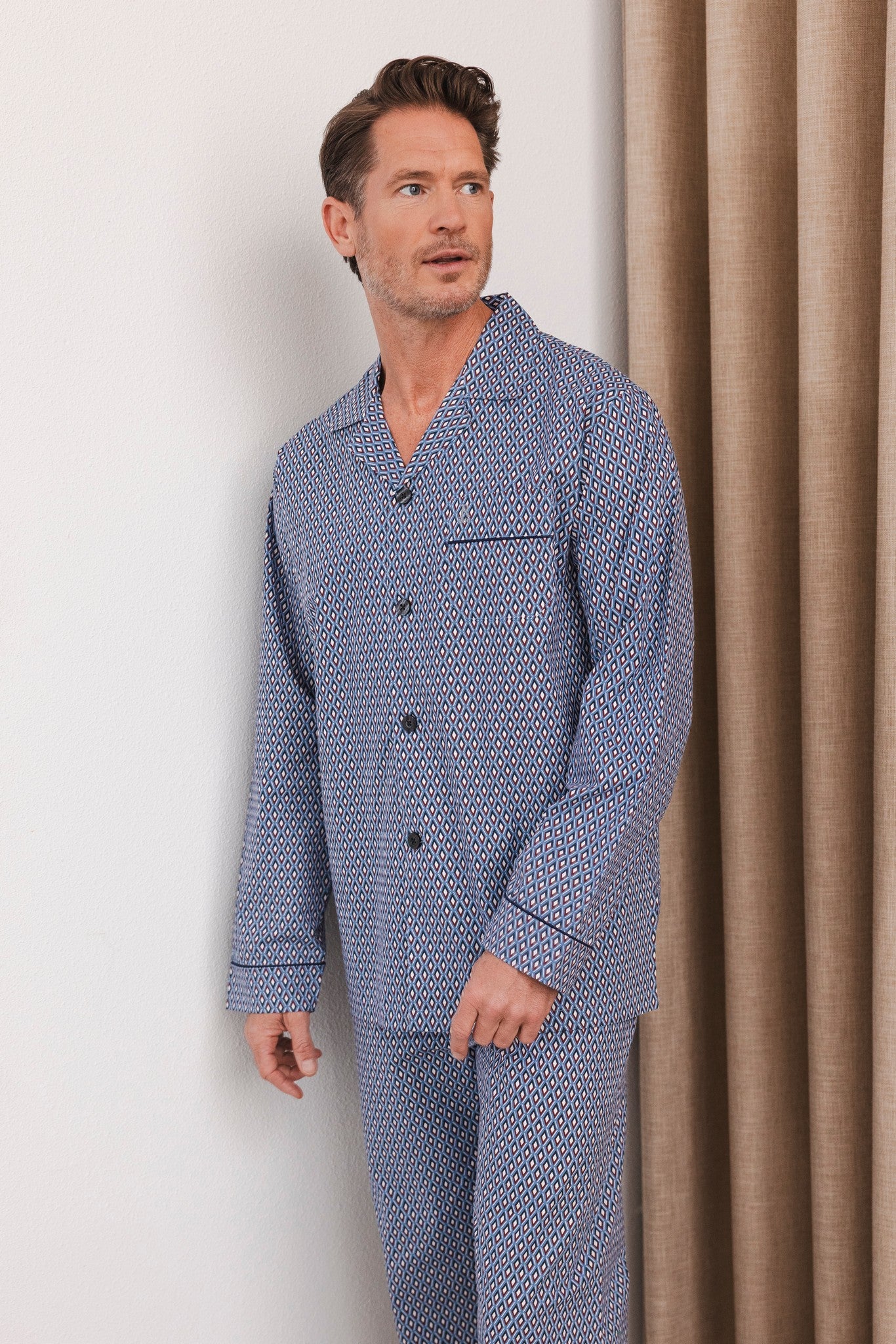 robson-herren-pyjama-baumwolle-blau-grafikmuster image 5