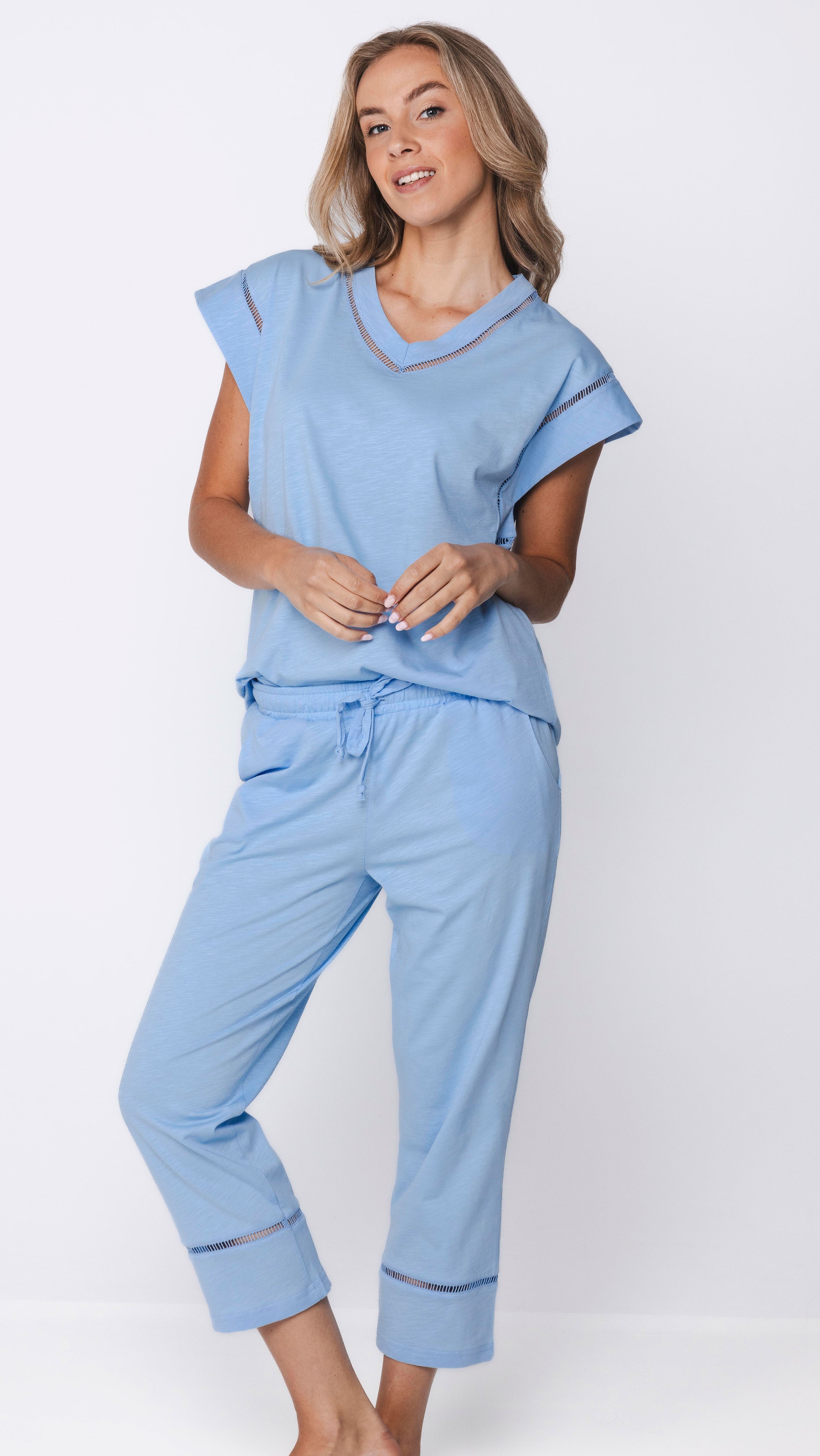 pastunette-premium-skyway-pyjama-hellblau-baumwolle image 6