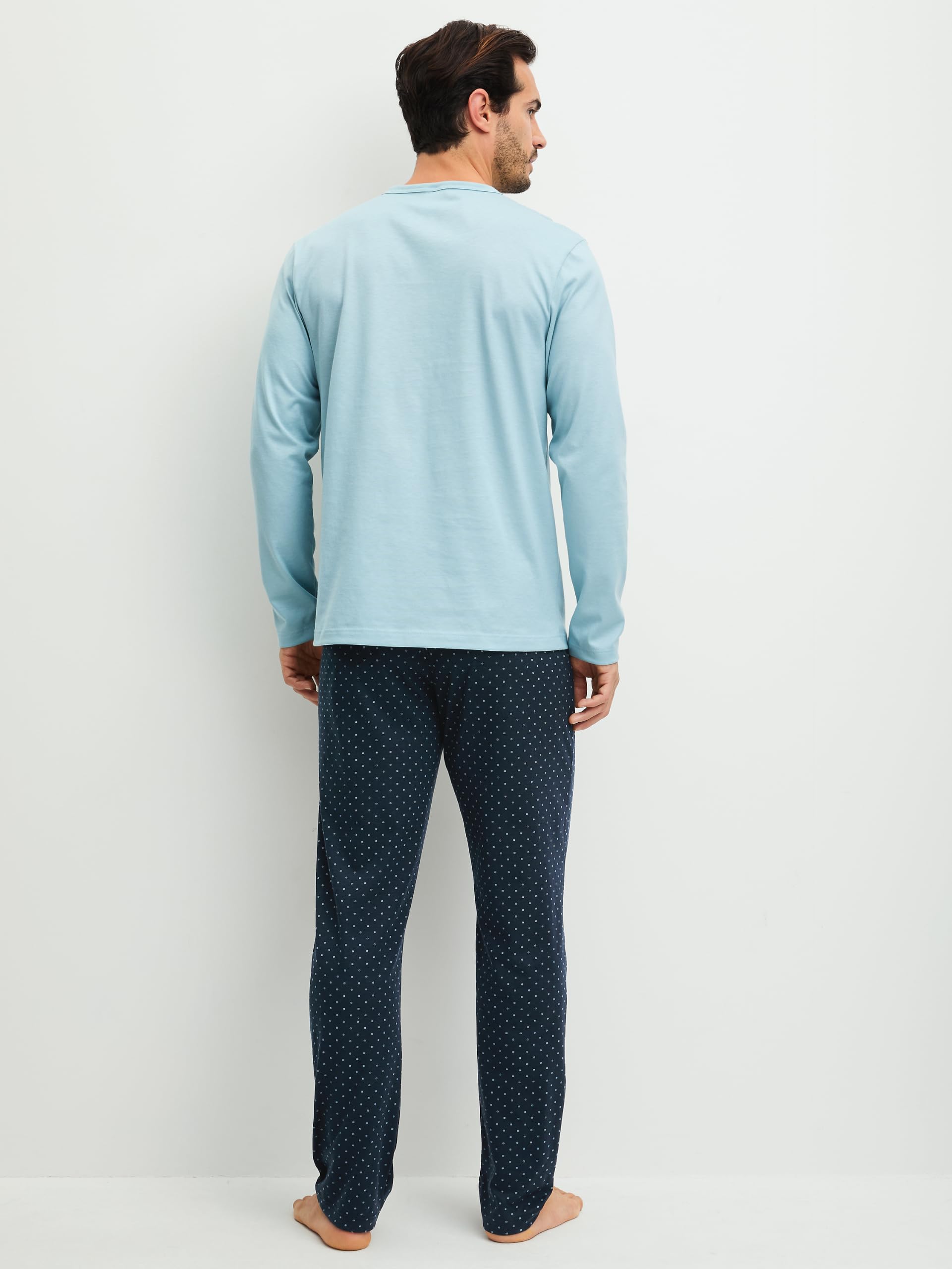 calida-relax-imprint-pyjama-herren-kurz-deep-petrol-print image 3