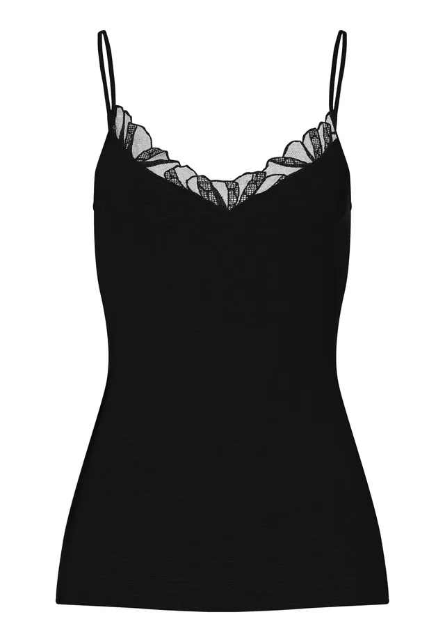 hanro-rosaria-spaghetti-top-schwarz-baumwolle-mit-stickerei image 1