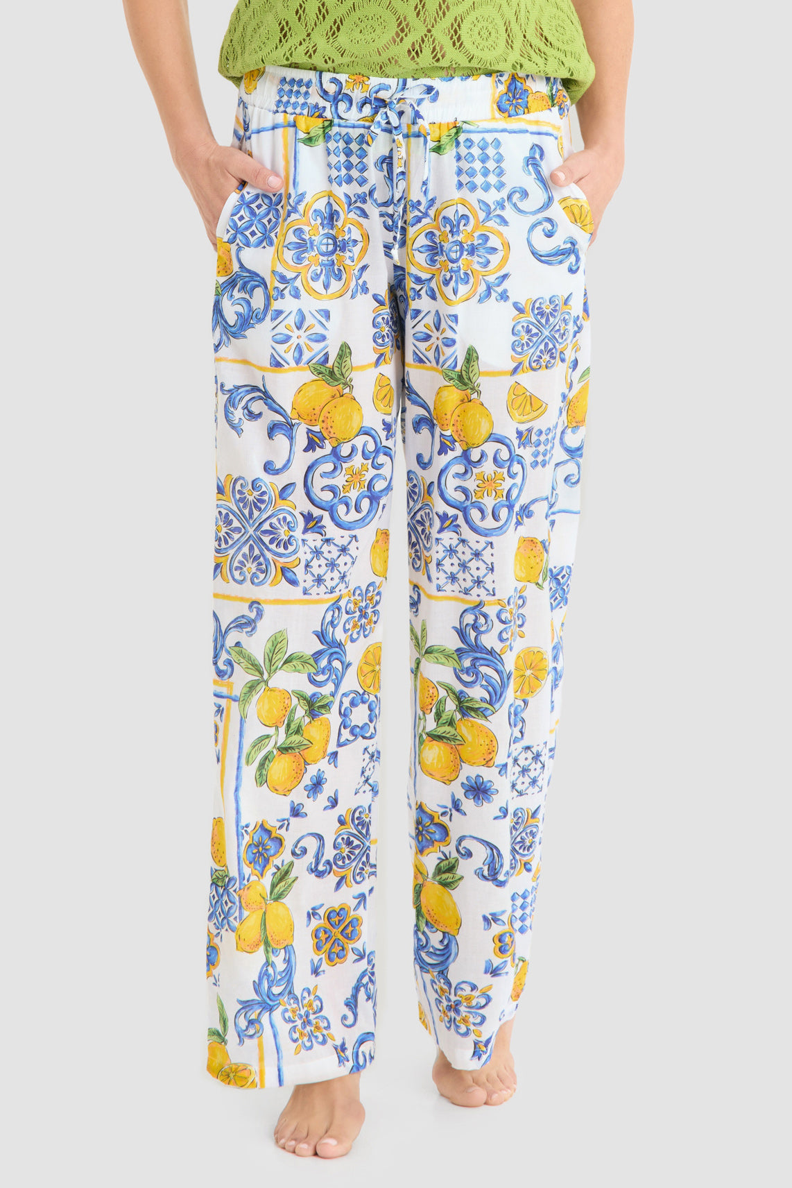 r-sch-be-happy-strandhose-lang-zitronendruck-baumwolle-mehrfarbig image 1