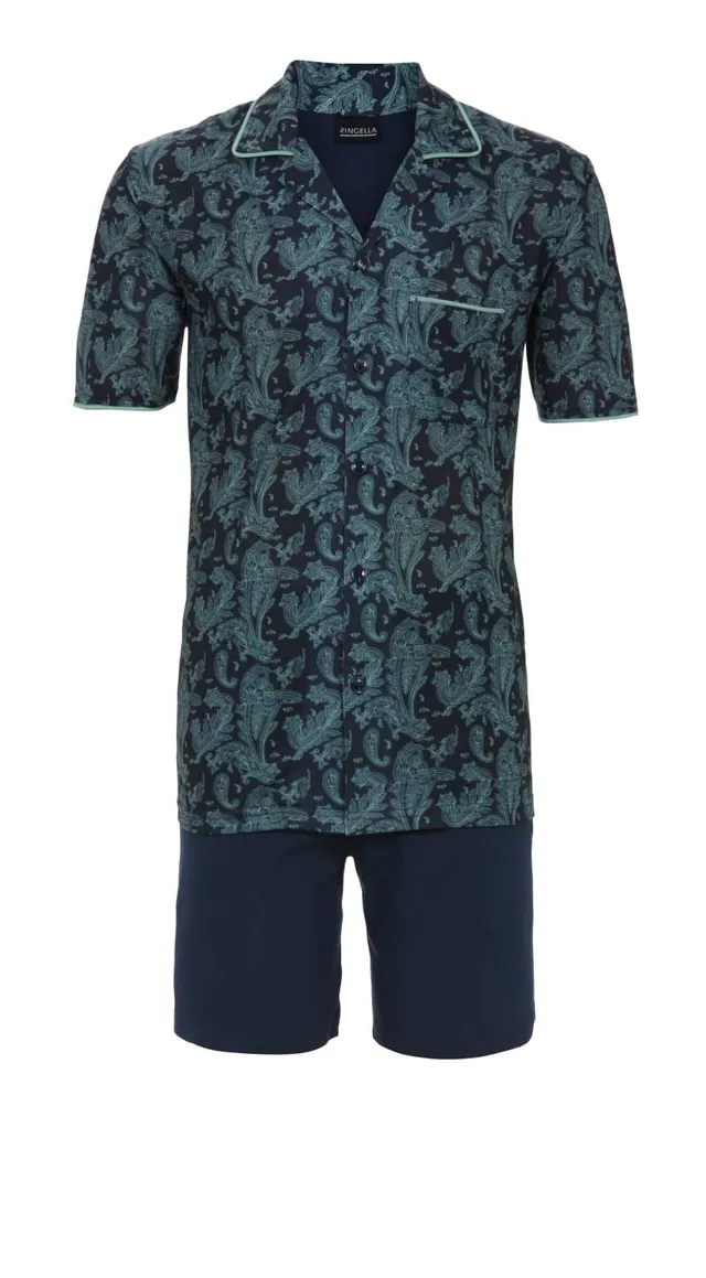 ringella-herren-shorty-revers-kurzpyjama-baumwolle-modal-gr-48 image 1