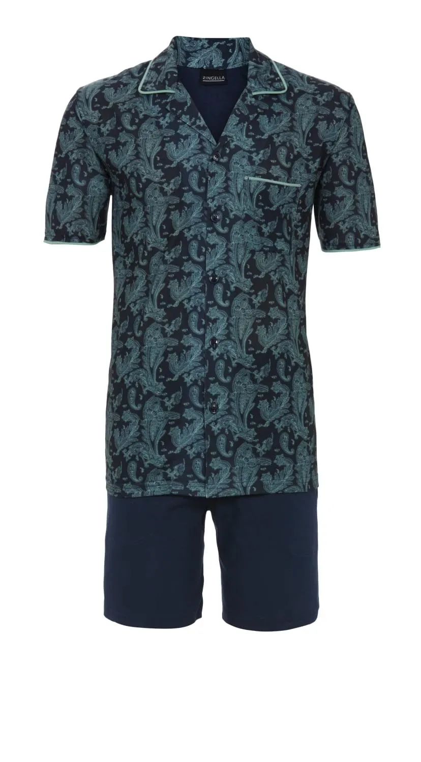 ringella-herren-shorty-revers-kurzpyjama-baumwolle-modal-gr-48 image 1
