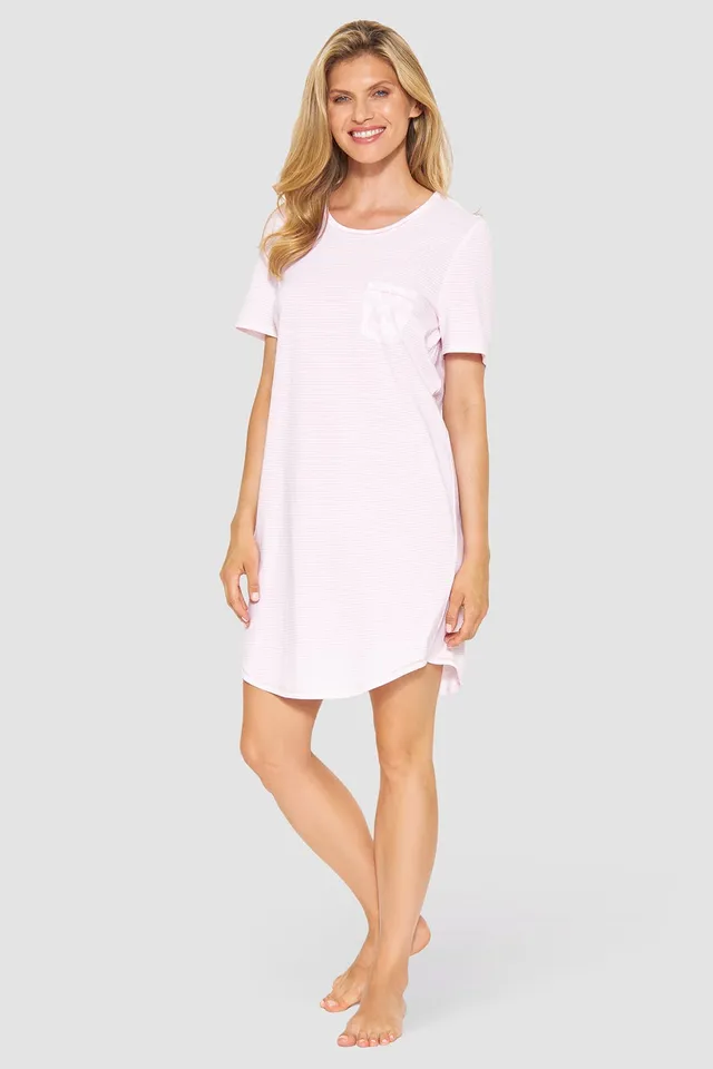 r-sch-be-happy-nachthemd-knielang-rosa-streifen-kurzarm image 1