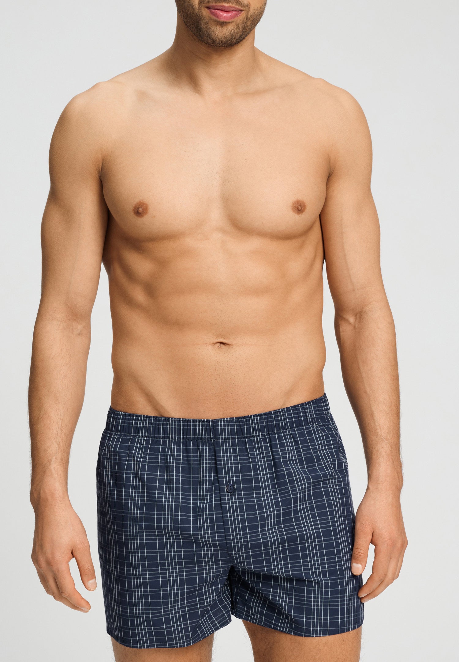 hanro-fancy-woven-boxer-boxershorts-kariert-blau-baumwolle image 2