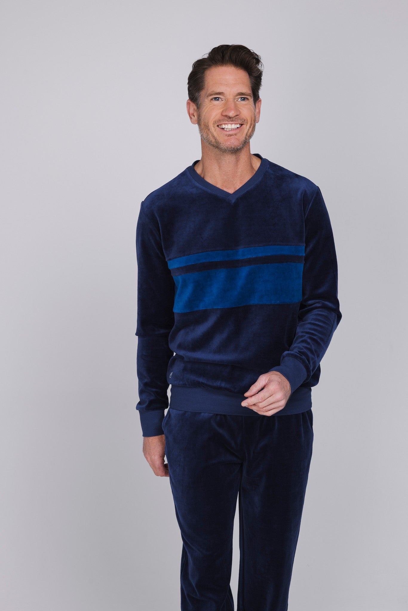 pastunette-northern-nights-pyjama-herren-dunkelblau-velours image 6