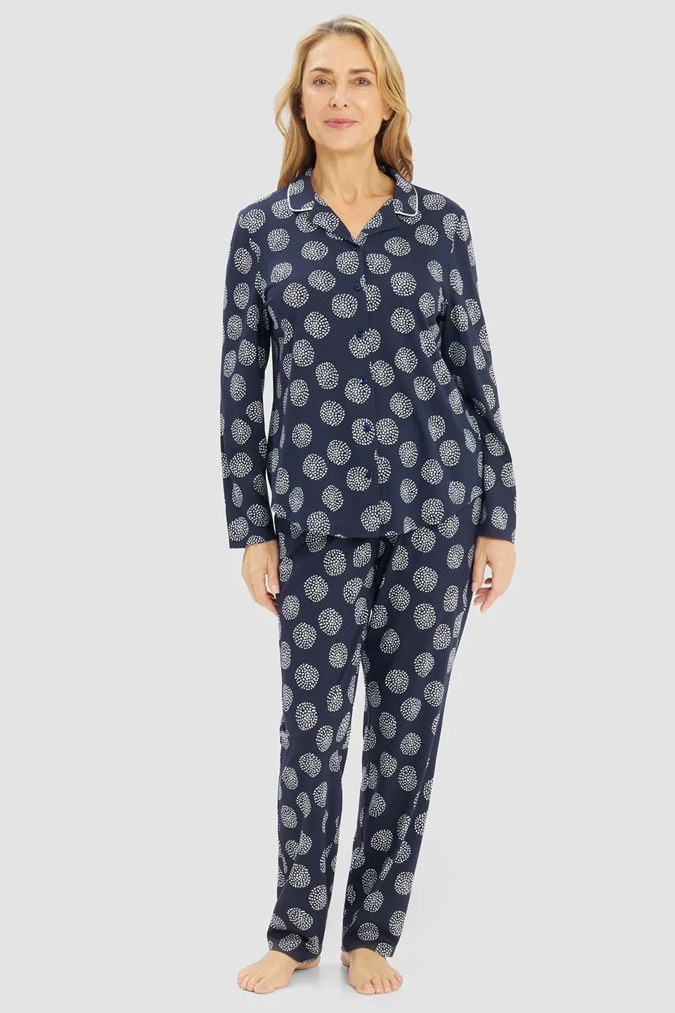 r-sch-be-happy-pyjama-lang-punktemuster-schlafanzug-blau image 1
