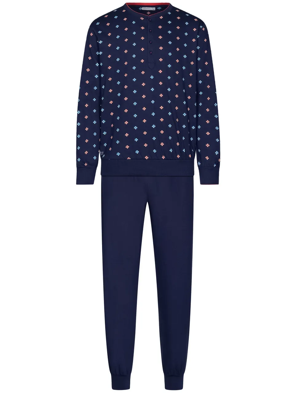 pastunette-lunar-pyjama-herren-blau-bio-baumwolle-knopf image 1