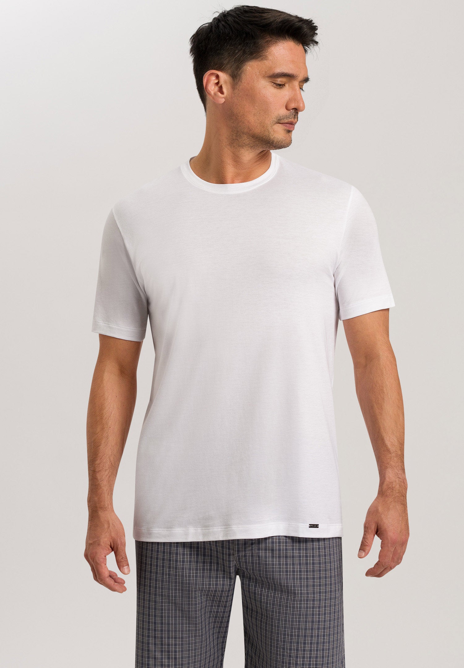 hanro-night-and-day-kurzarm-shirt-herren-wei-baumwolle image 2
