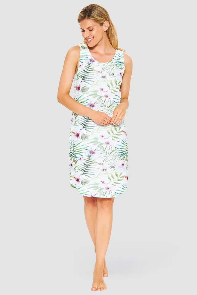 r-sch-be-happy-hauskleid-knielang-gr-n-palmen-frottee image 1