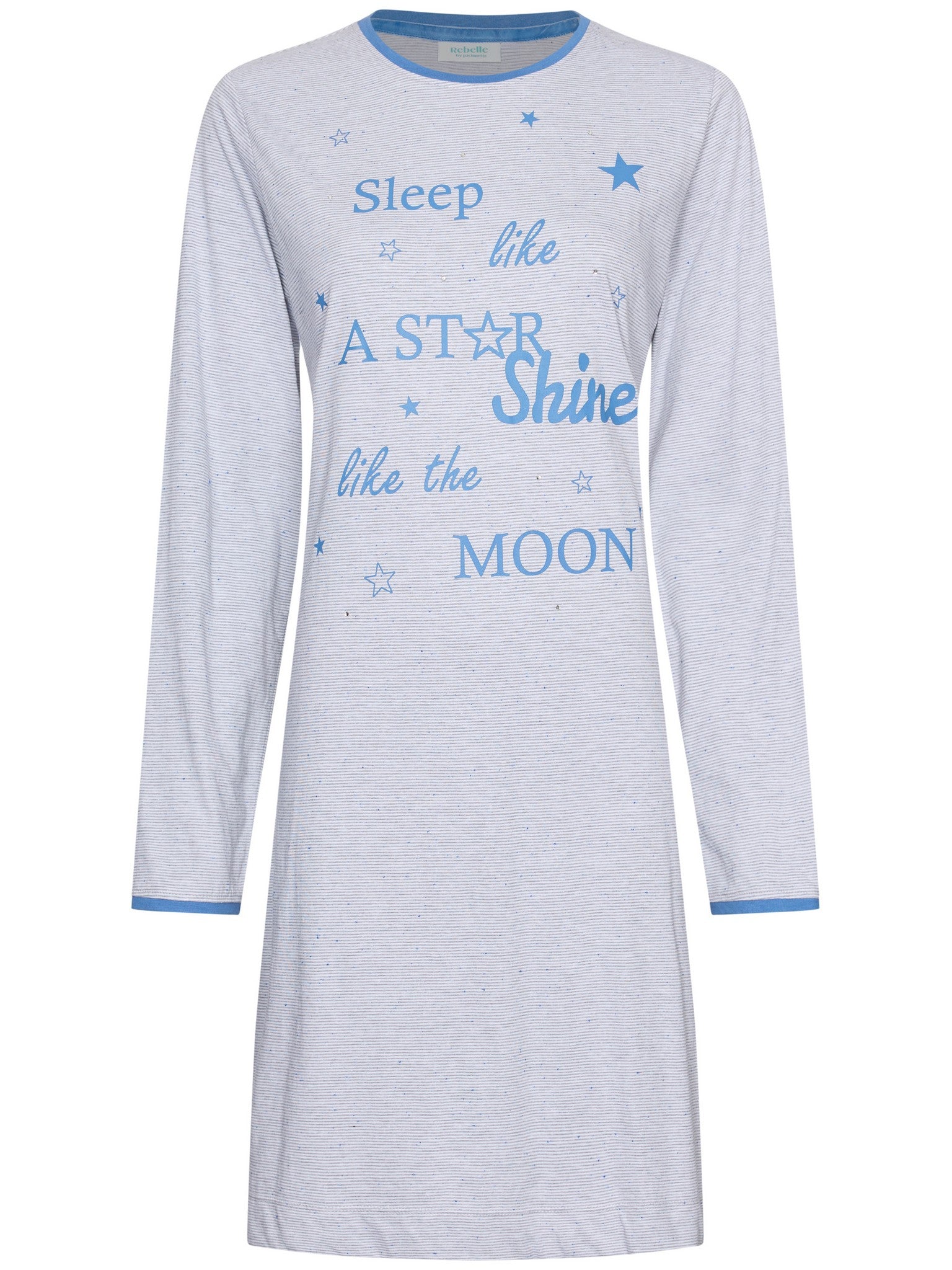 myrebelle-starry-nights-nachthemd-hellblau-sterne-baumwolle image 1