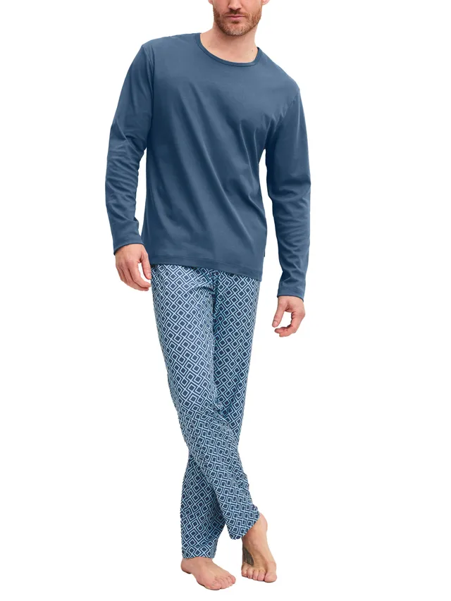 calida-relax-streamline-pyjama-herren-lang-atlantic-blue-baumwolle image 1
