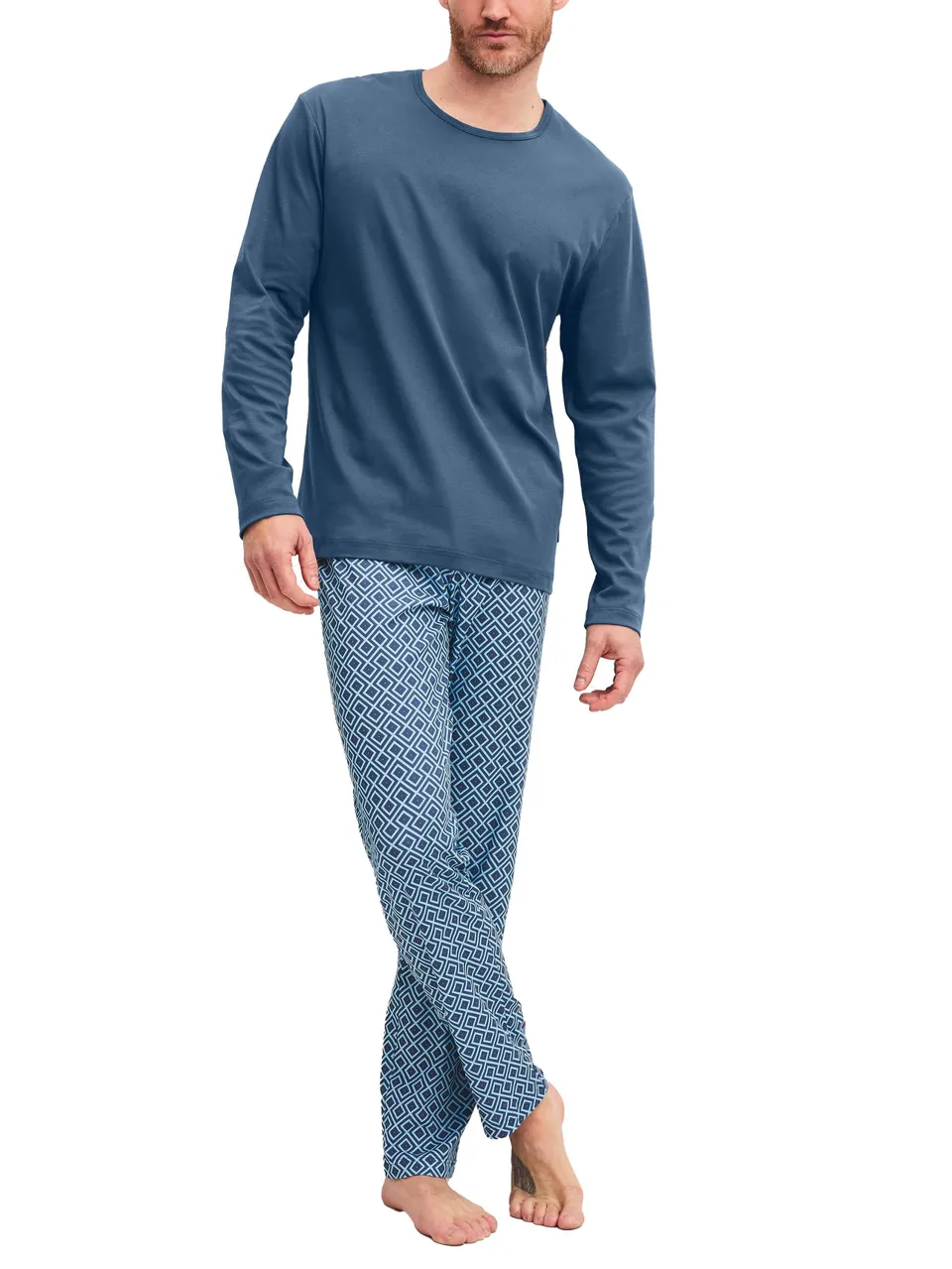 calida-relax-streamline-pyjama-herren-lang-atlantic-blue-baumwolle image 1