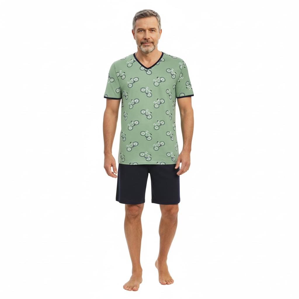 ringella-herren-shorty-fahrrad-kurzpyjama-v-ausschnitt-baumwolle image 4