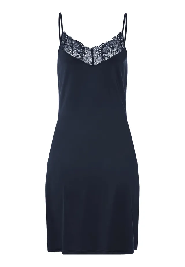 hanro-azelia-neglig-90cm-deep-navy-damen-spitze image 1