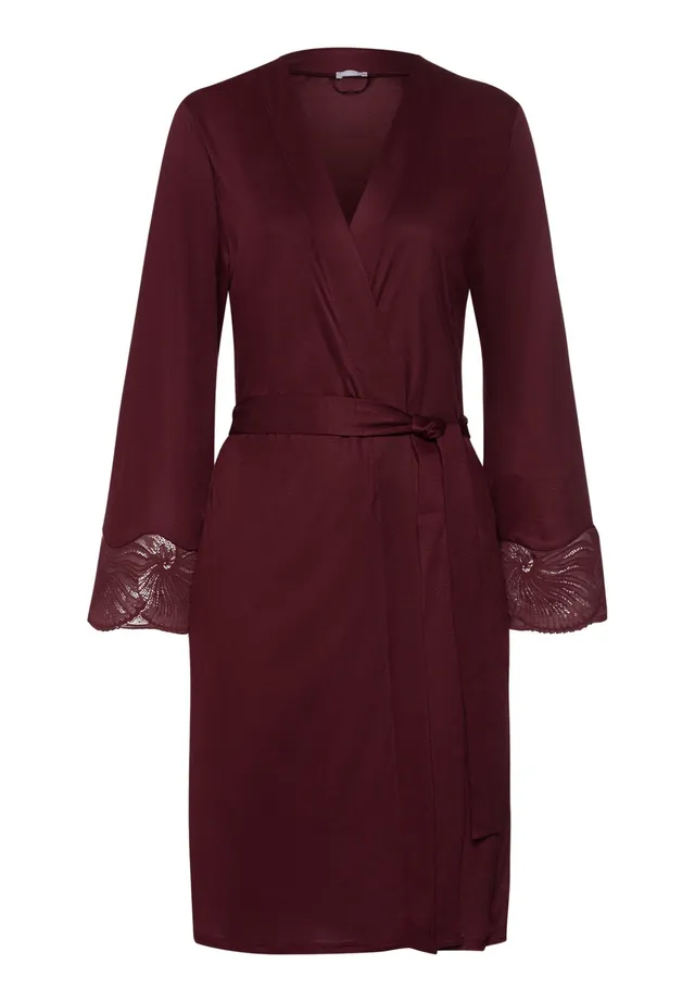 hanro-lilith-robe-100cm-vivid-brown-tencel-spitze image 1