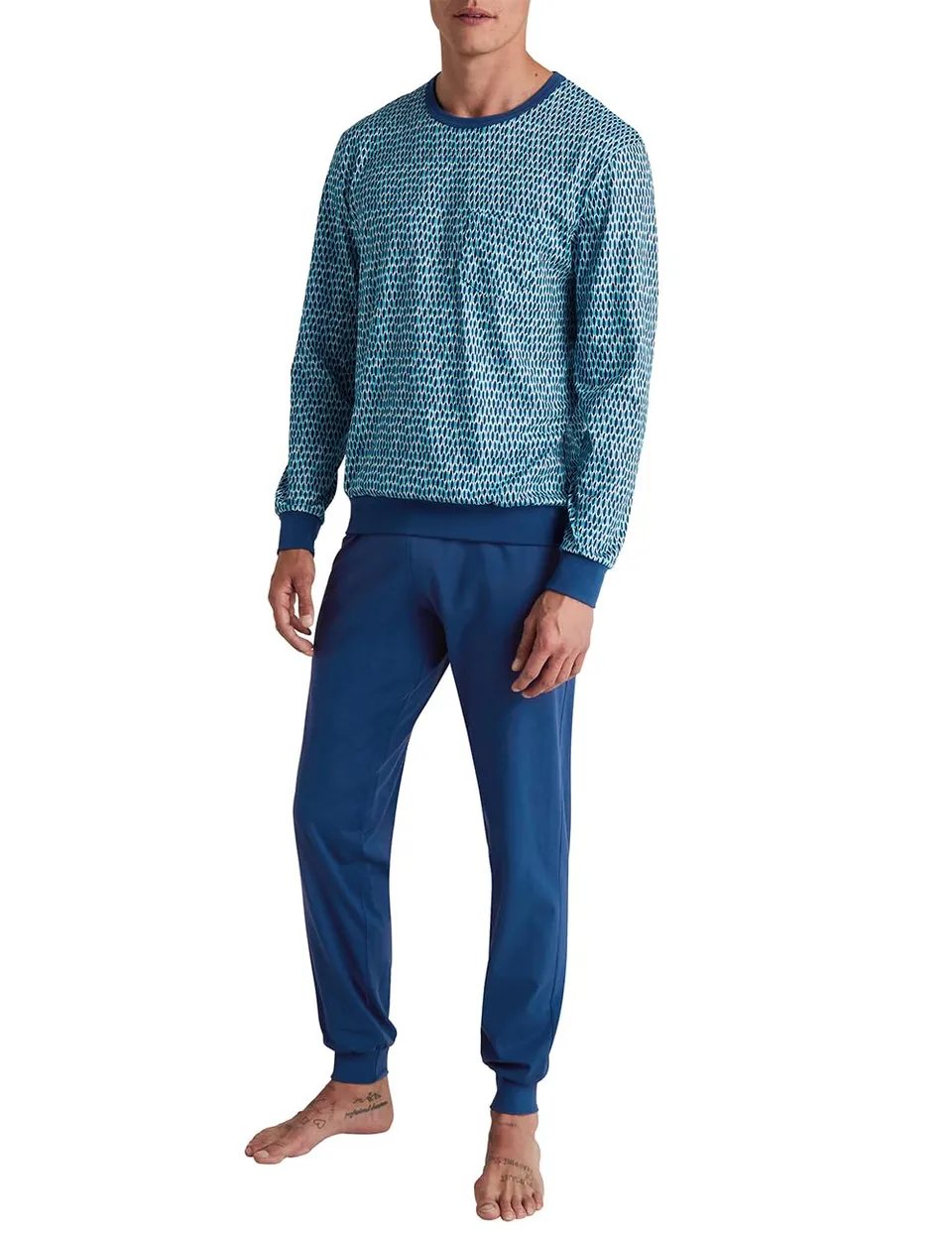 calida-relax-imprint-pyjama-herren-set-mit-b-ndchen image 1