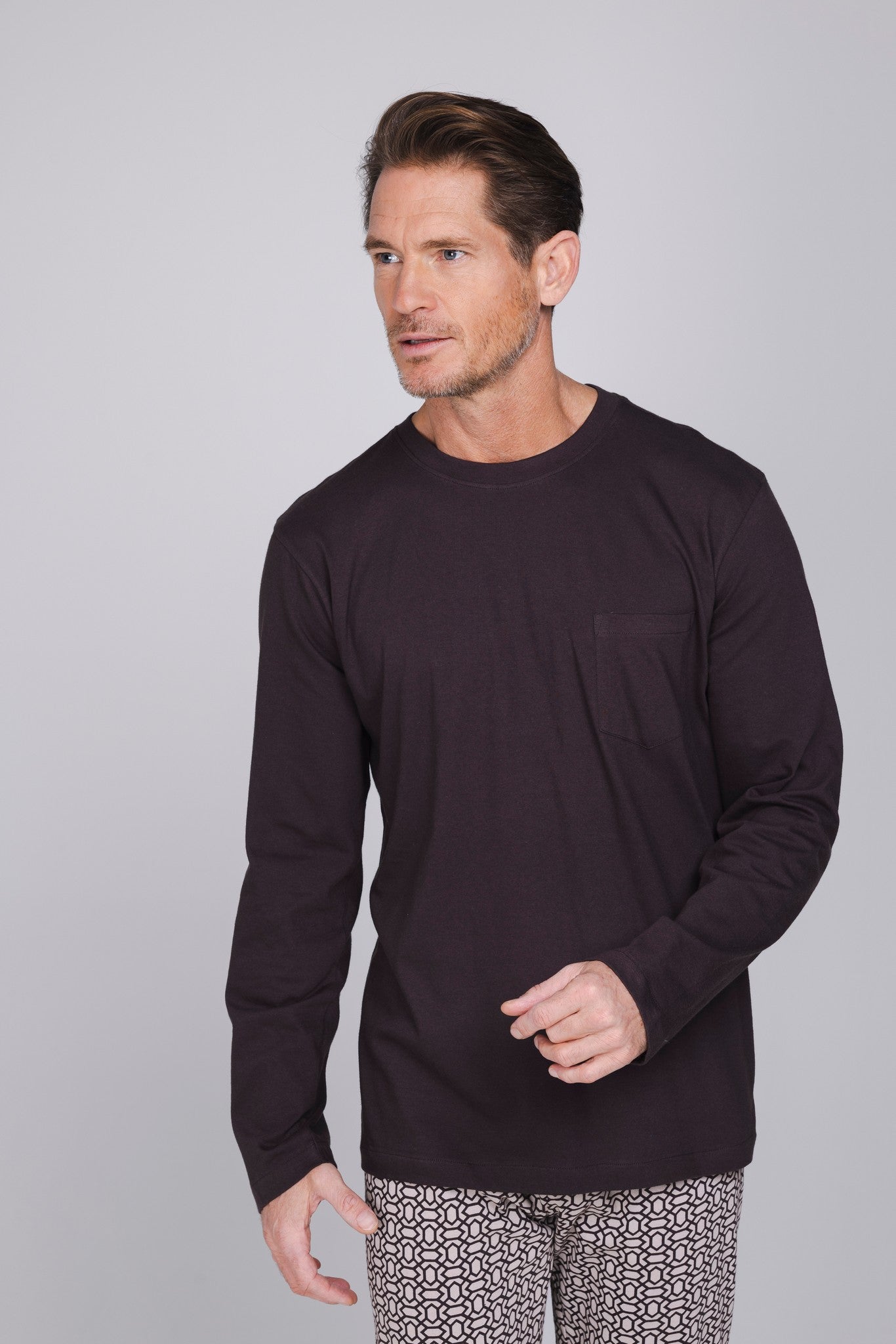 pastunette-urban-essence-herren-pyjama-braun-baumwolle image 6
