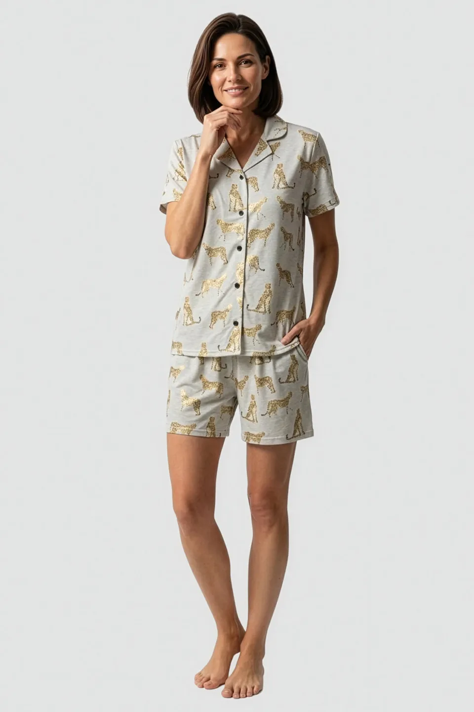 r-sch-be-happy-pyjama-kurz-leopard-mehrfarbig-baumwolle image 1