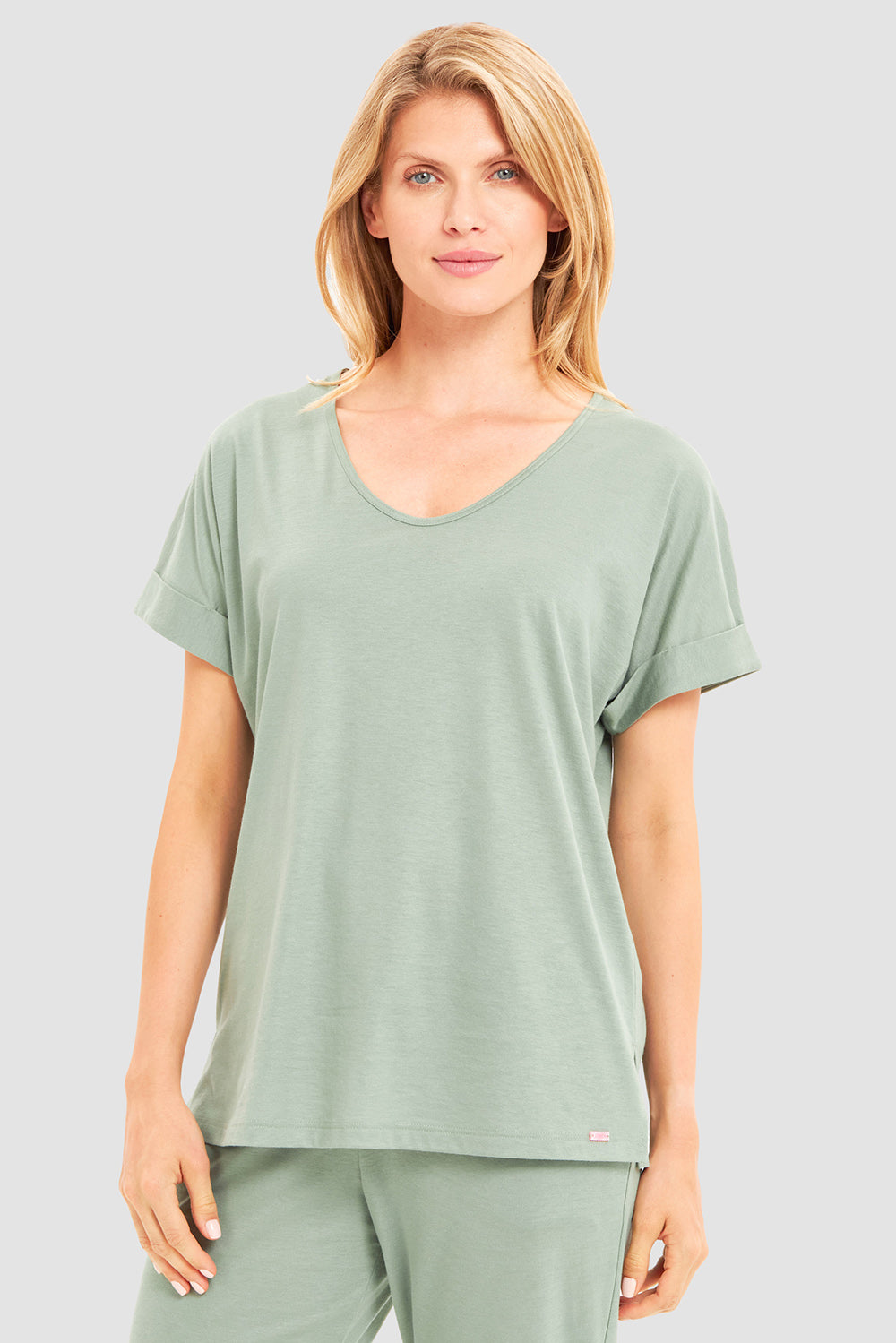 r-sch-be-happy-shirt-kurzarm-pyjamaoberteil-pink-v-ausschnitt image 7