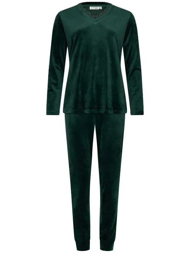 pastunette-premium-emerald-pyjama-gr-n-velours-langarm image 1