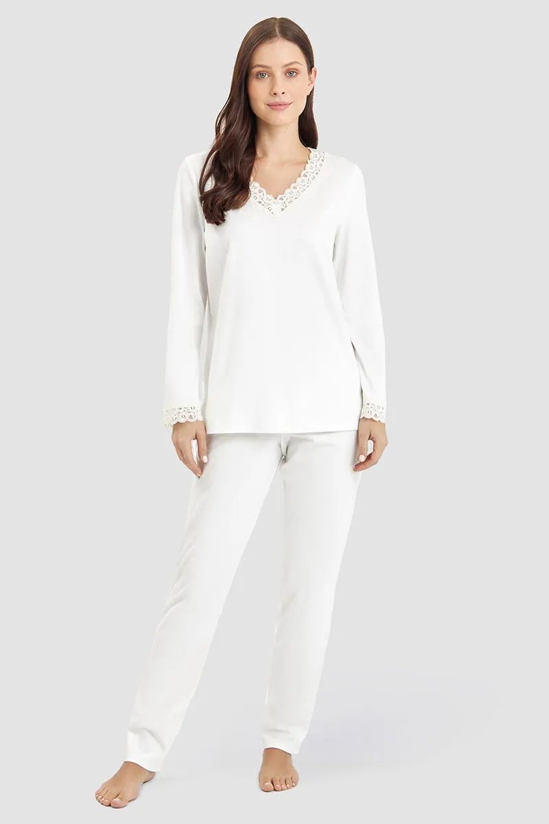 r-sch-be-happy-pyjama-lang-wei-spitze-schlafanzug image 1