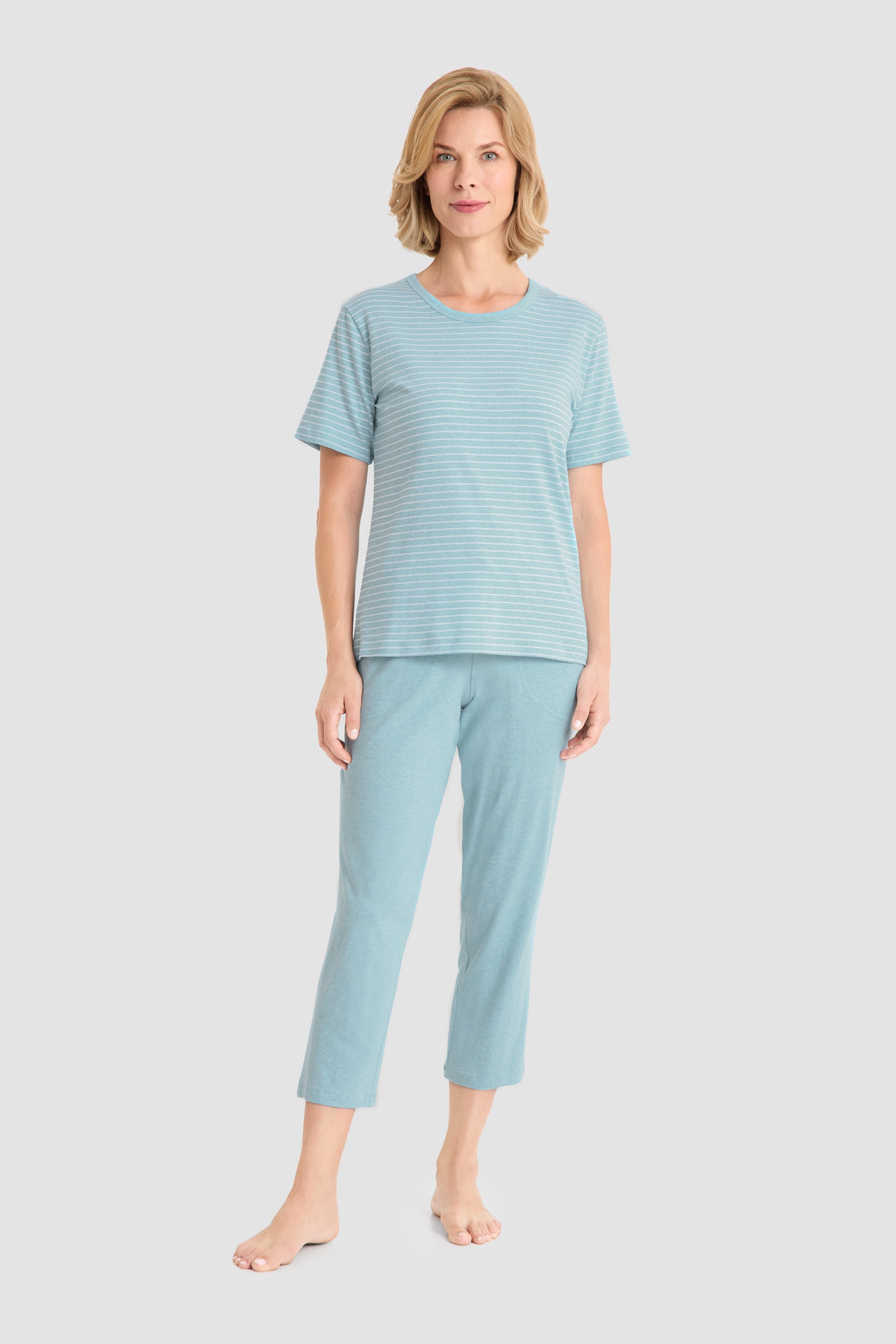 r-sch-be-happy-pyjama-7-8-streifen-t-rkis-schlafanzug-modal image 1