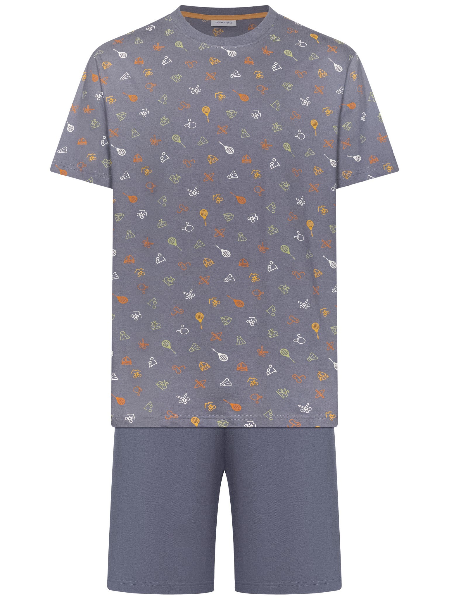 pastunette-sporty-shortama-schlafanzug-grau-100-baumwolle image 1