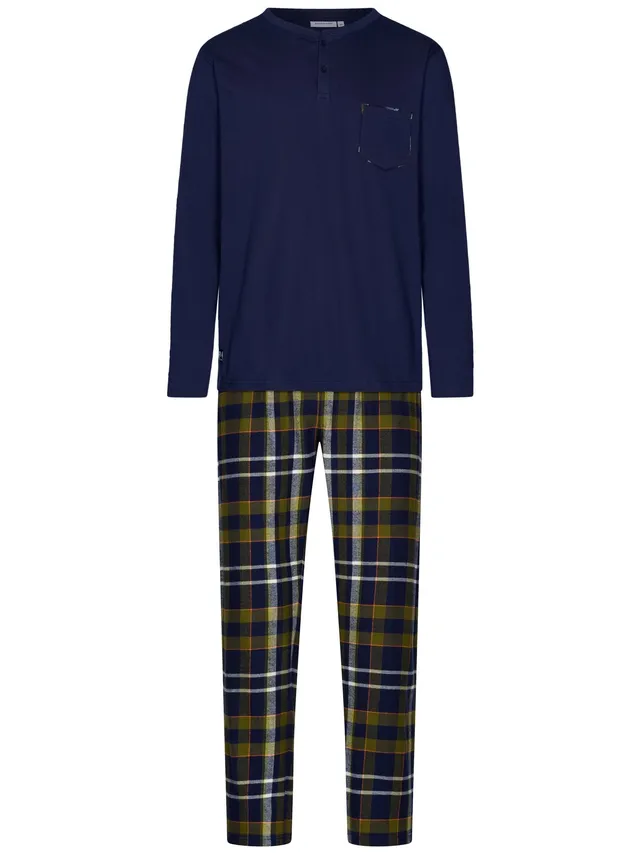 pastunette-adventure-pyjama-set-baumwolle-dunkelblau-kariert image 1