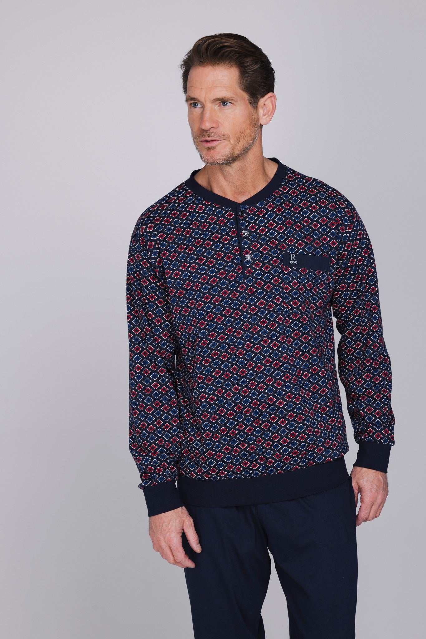robson-graphic-herrenpyjama-dunkelblau-baumwolle-lang image 4