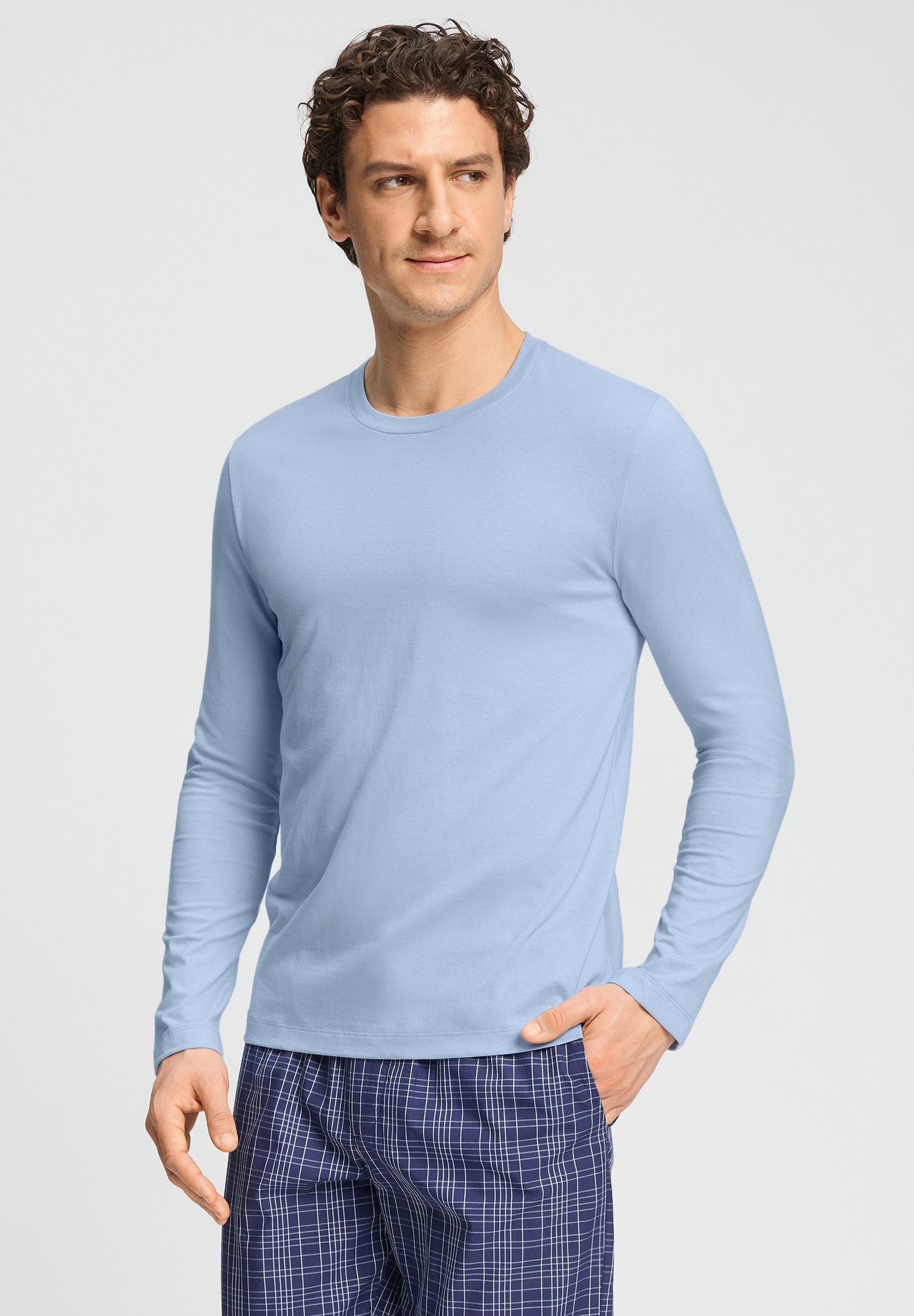 hanro-living-shirts-langarmshirt-cashmere-blue-baumwolle image 2