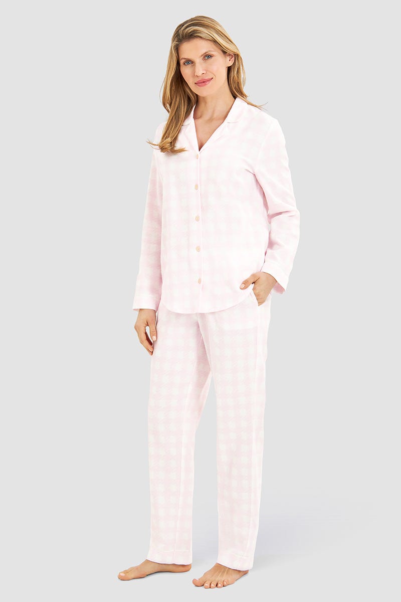 r-sch-be-happy-pyjama-lang-rosa-baumwollflanell image 1