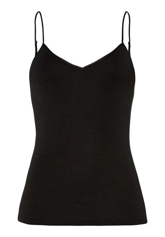hanro-woolen-silk-spaghetti-top-schwarz-wolle-seide image 1