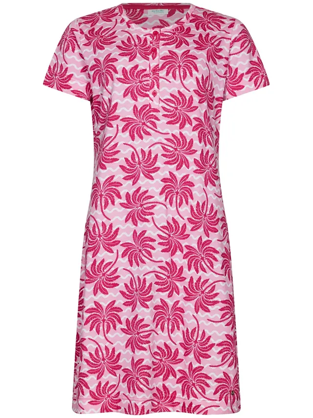 myrebelle-palm-springs-nachthemd-rosa-palmen-bio-baumwolle image 1