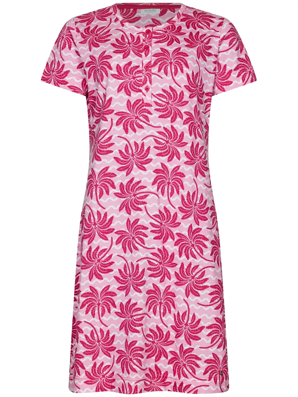myrebelle-palm-springs-nachthemd-rosa-palmen-bio-baumwolle image 1