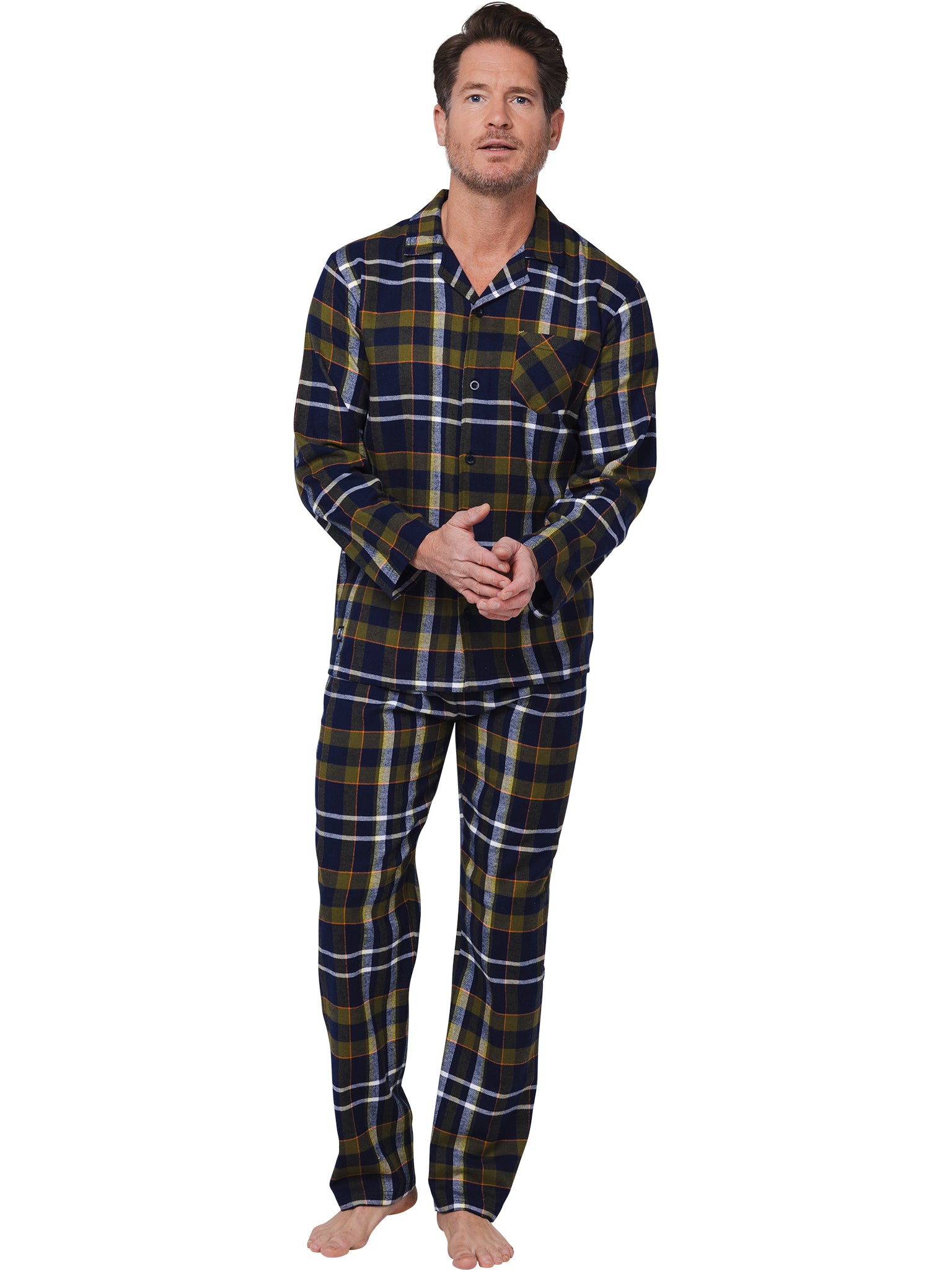pastunette-adventure-pyjama-dunkelblau-kariert-flanell-baumwolle image 3
