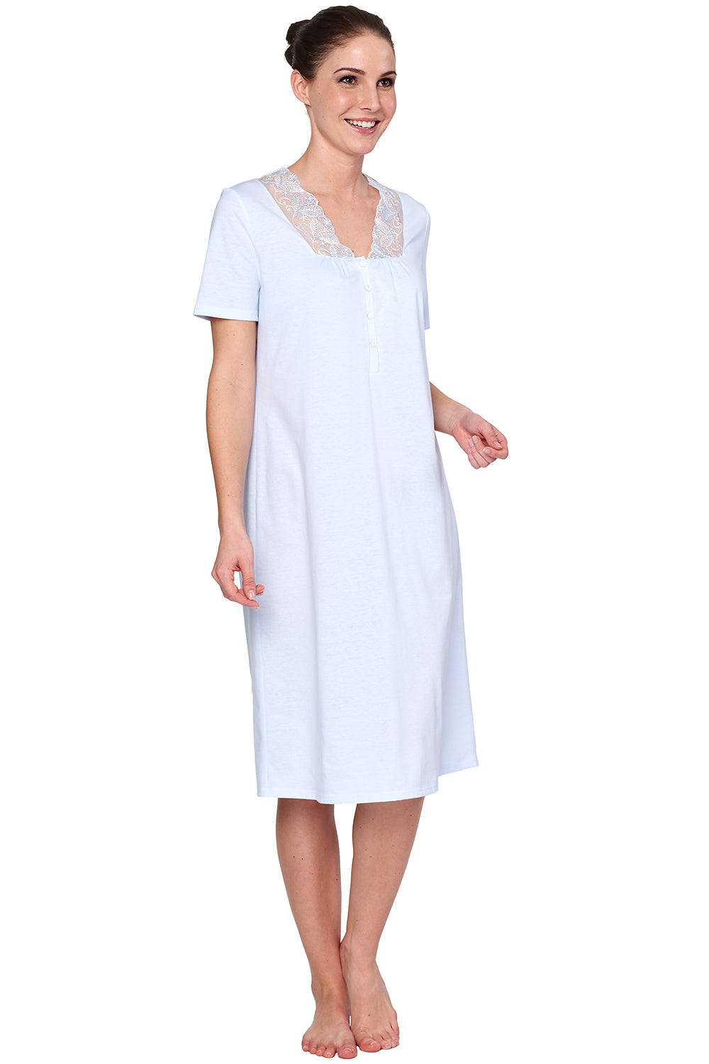 r-sch-be-happy-nachthemd-kurzarm-blau-baumwolle image 1