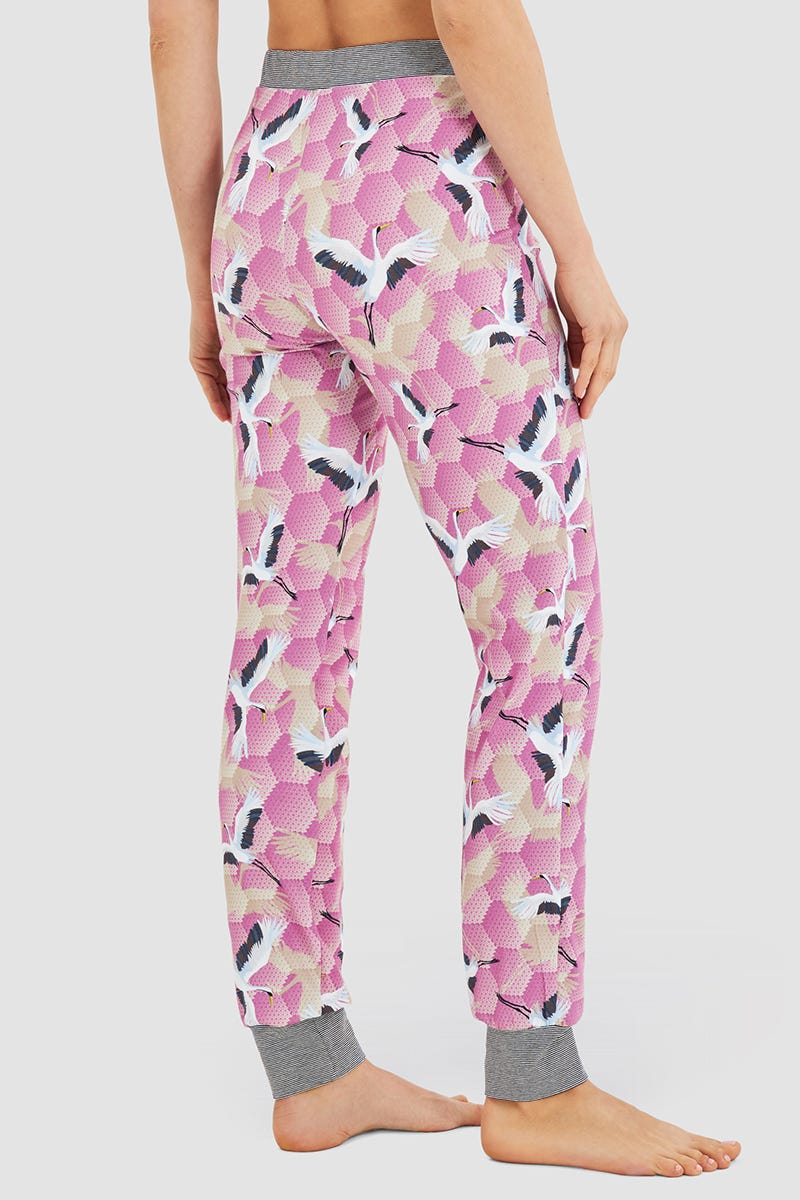 r-sch-be-happy-hose-lang-pyjamahose-pink-kranich-muster image 3