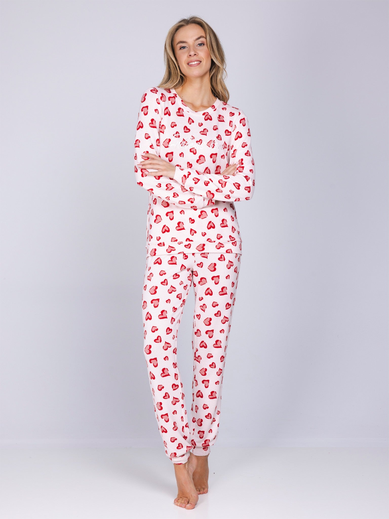 myrebelle-endless-love-damen-pyjama-rosa-herzen-fleece image 5